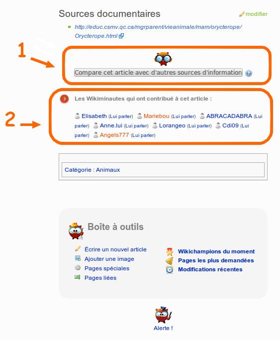 Exemple de page d’article sur WikiMini